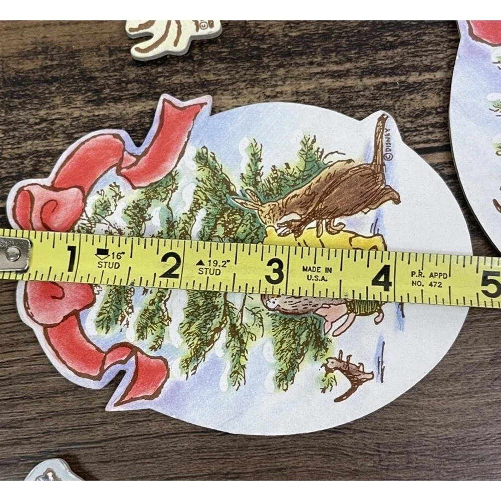 Lot Of 7 Winnie the Pooh Christmas Cardboard Ornaments Eeyore Double Sided